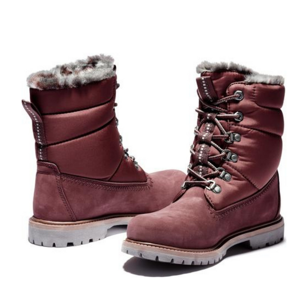Women's TIMBERLAND Premium 6-inch Puffer Winter Boot in Burgundy