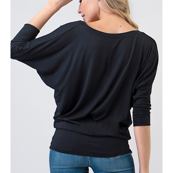 Women's Black Naturally Soft V-Neck Premium Stretch Top