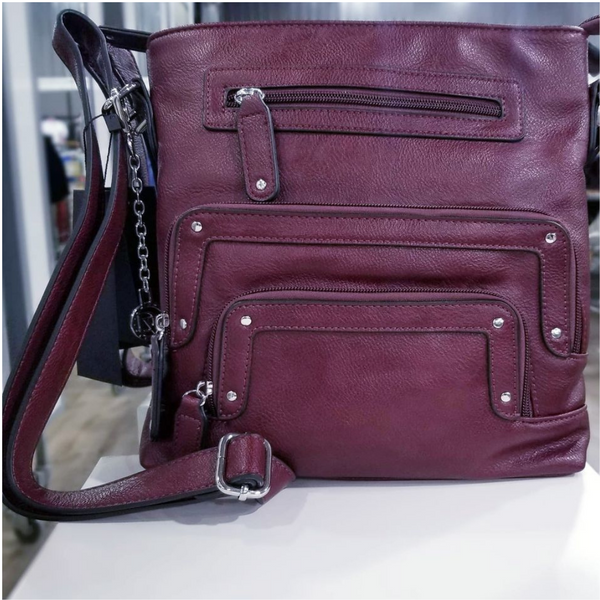 Burgundy/Wine Cross Body Handbag PU