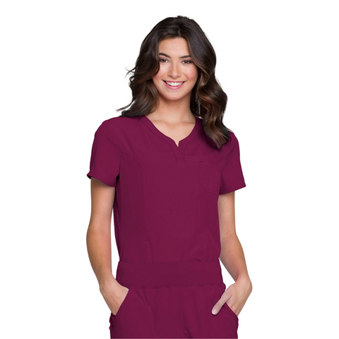 Women's HeartSoul V-Neck Scrub Top in Wine