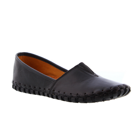 Women's LISA Slip-On Shoe in Black Leather w/Black Sole