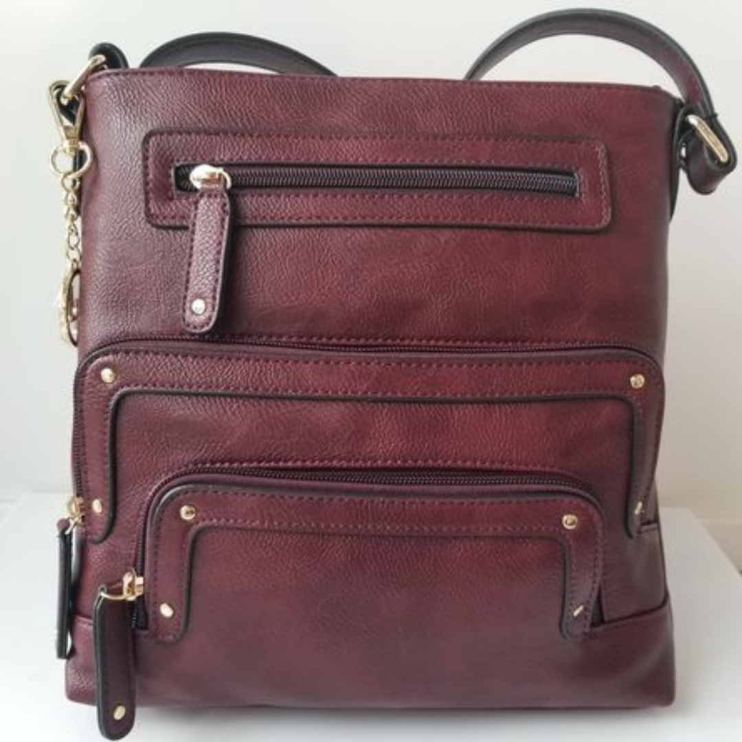 Burgundy/Wine Cross Body Handbag PU